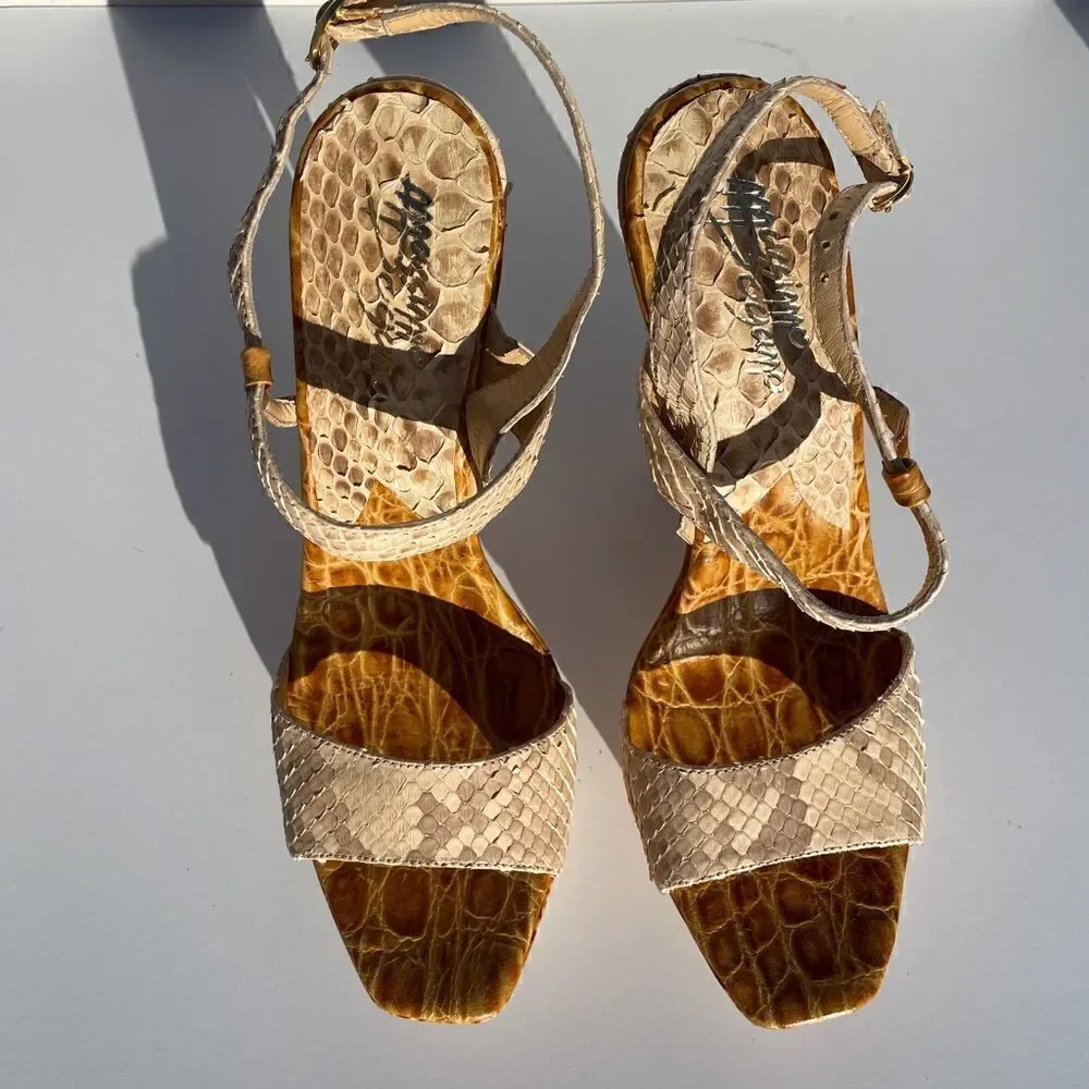Massimo Dogama Italian Python Nude Platform Heel 9